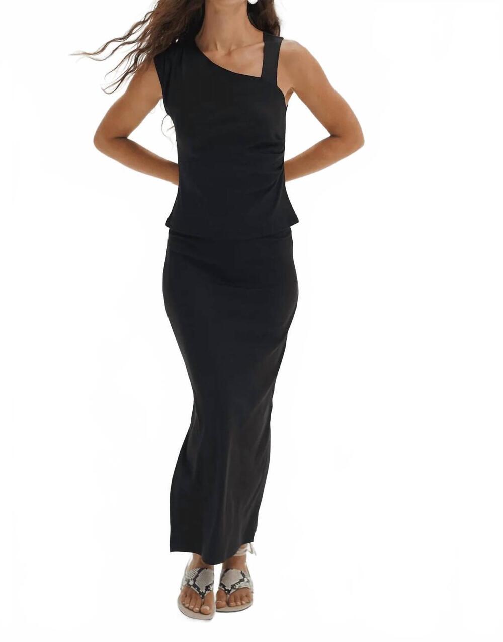 NEW LNA slater pull on skirt in liquid onyx